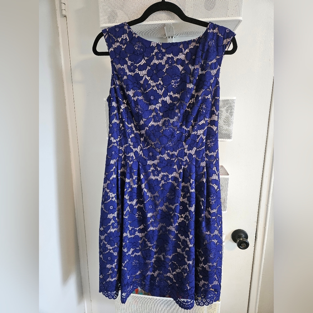 Blue lace overlay dress